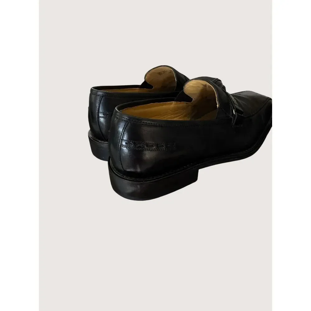 Johnston & Murphy Brass Boot black leather loafers. Genuine goatskin lining 8.5